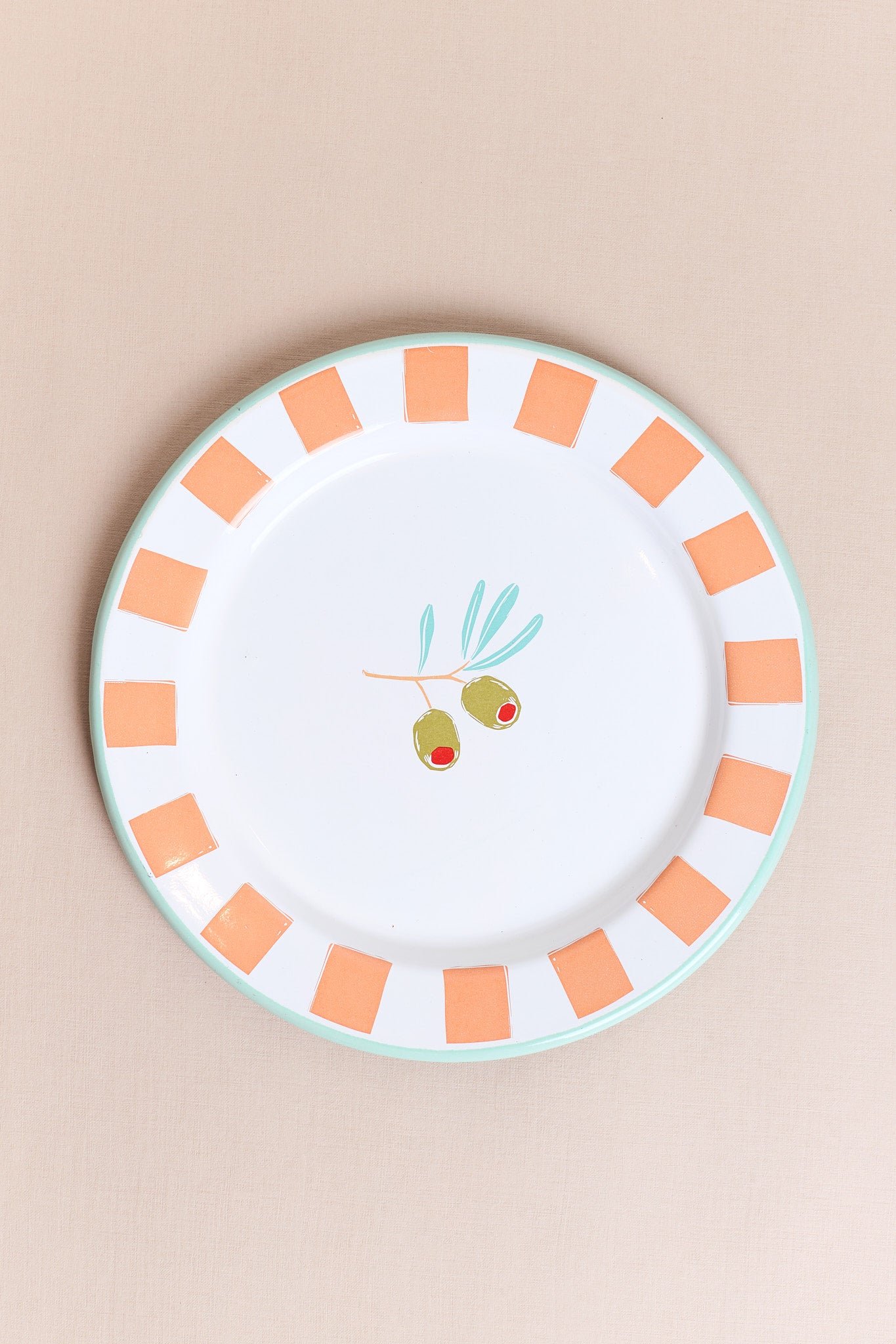 Olive & Sardine Enamel Plates - 20cm