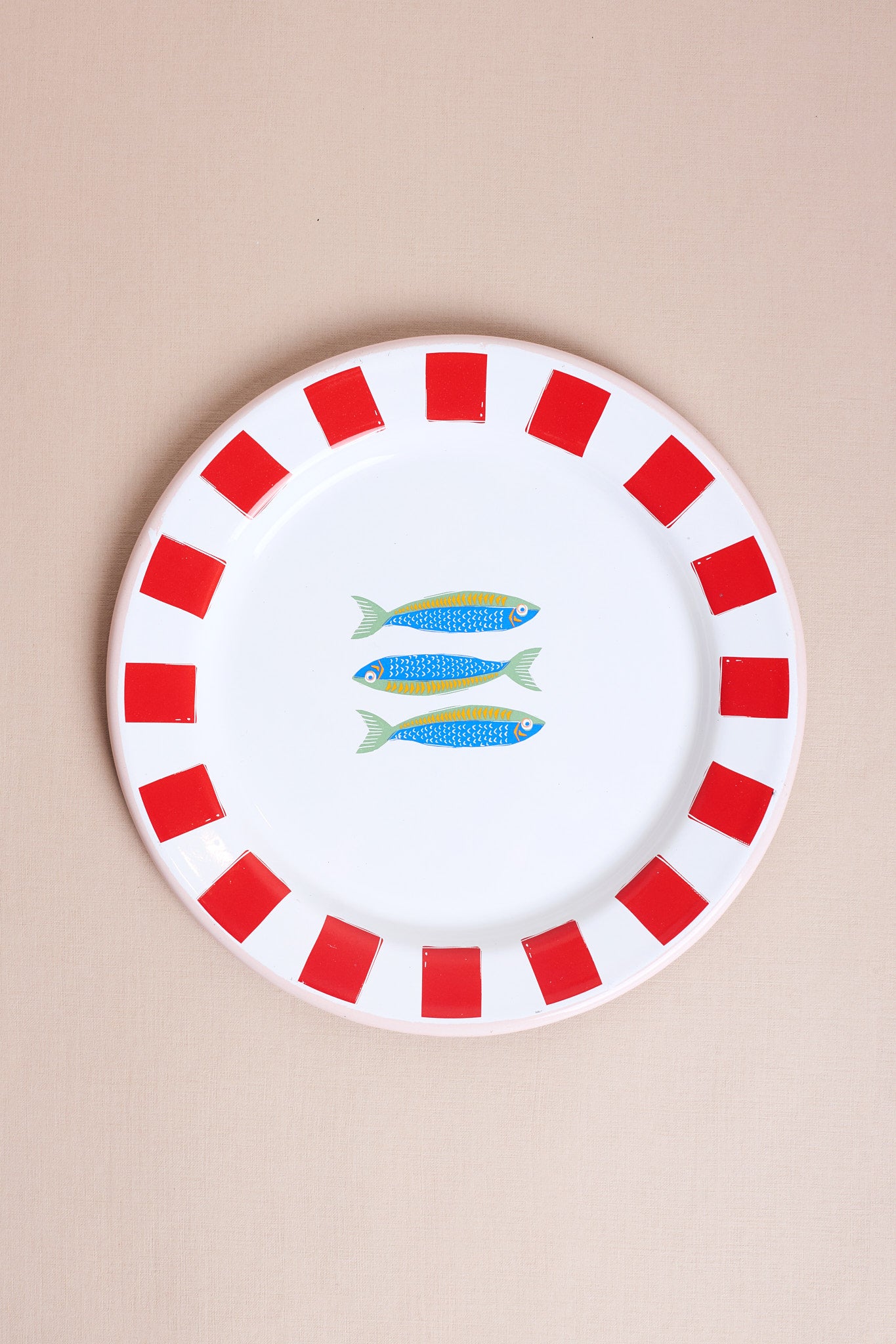 Olive & Sardine Enamel Plates - 20cm