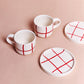 Espresso Grid - Red Set of 2