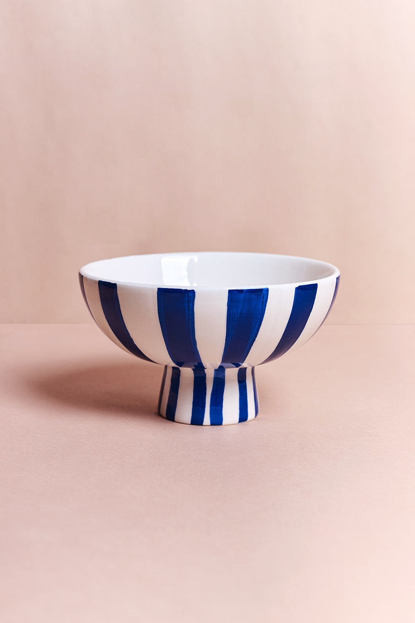 Striped Ceramic Fruit Bowl