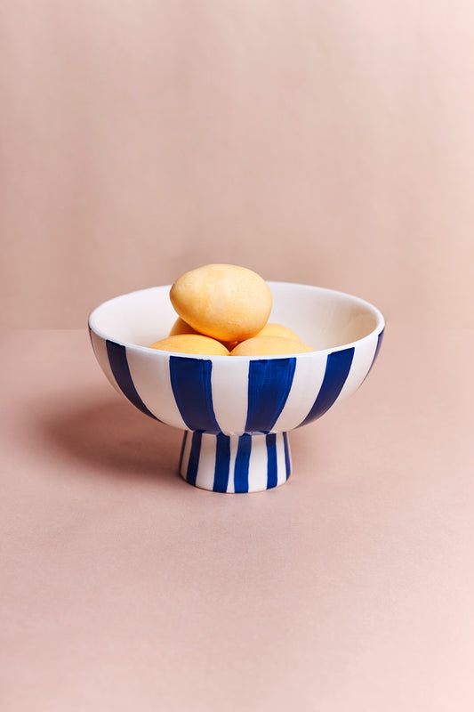 Striped Ceramic Fruit Bowl