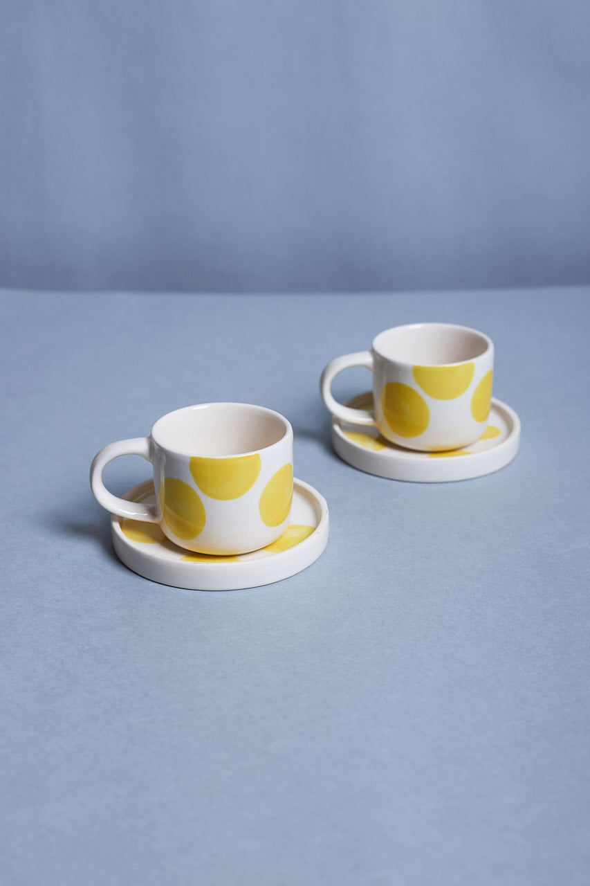 Espresso Dots - Yellow Set of 2