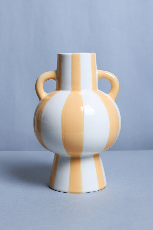 Yellow Striped Ceramic Vase