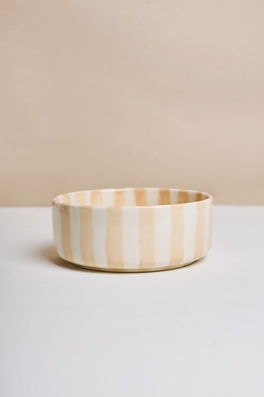 Ceramic Bowl - Beige Stripes