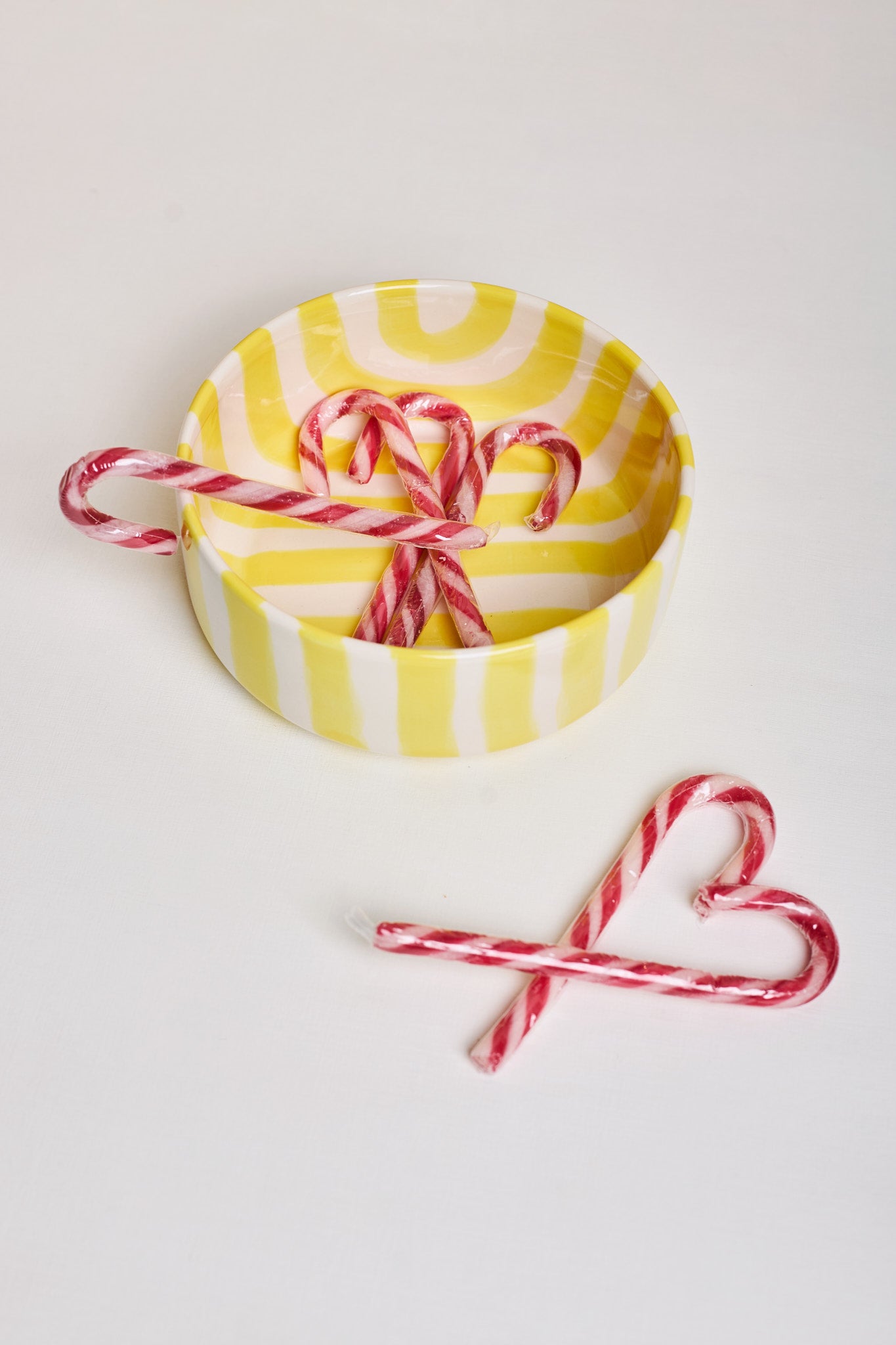 Ceramic Bowl - Yellow Stripes