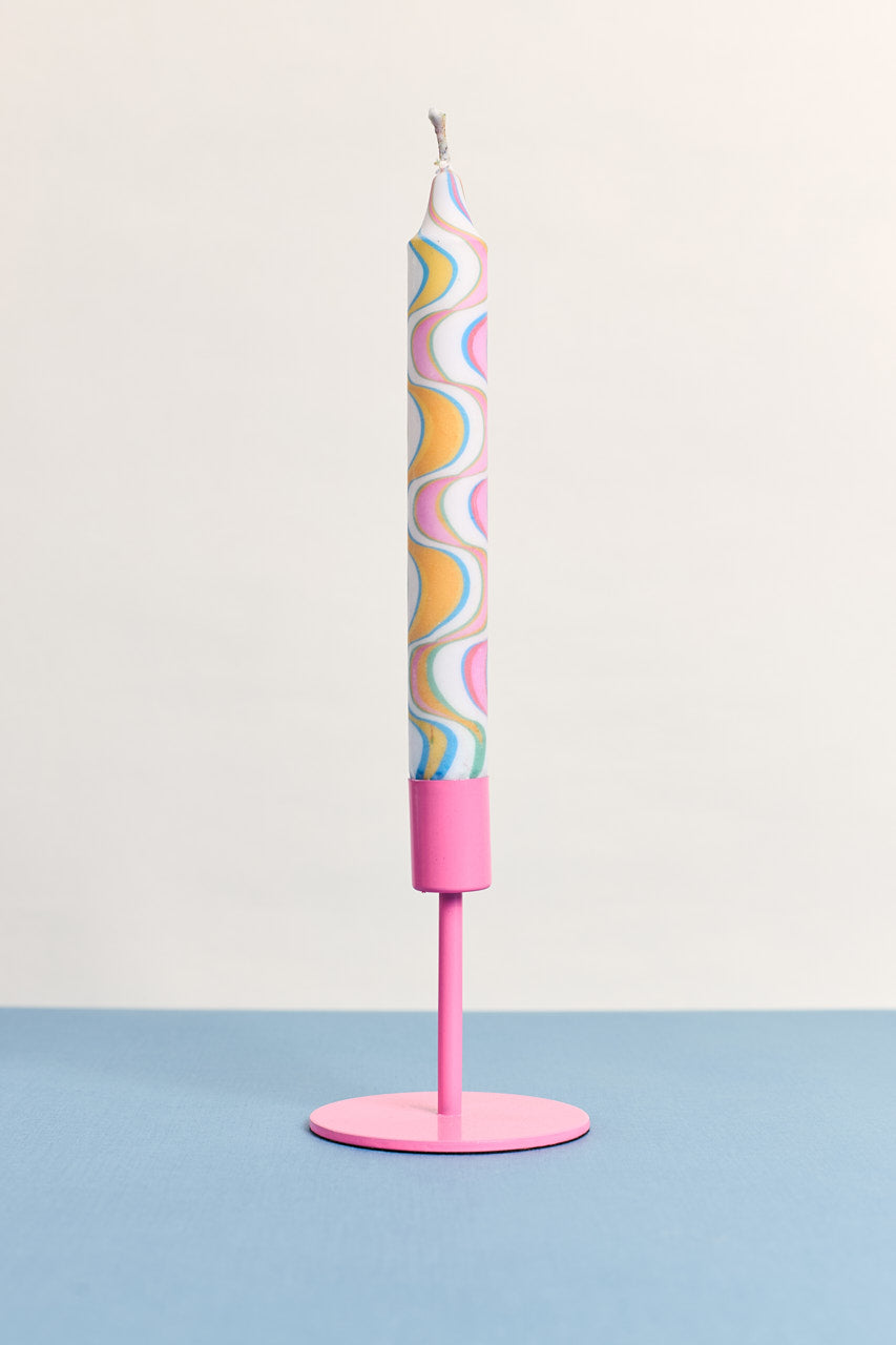 Neon Pink Metal Candleholder