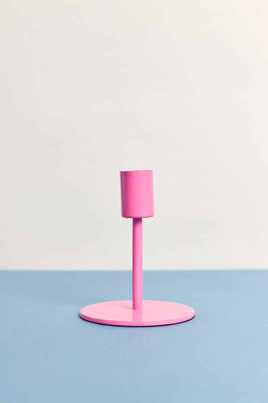 Neon Pink Metal Candleholder