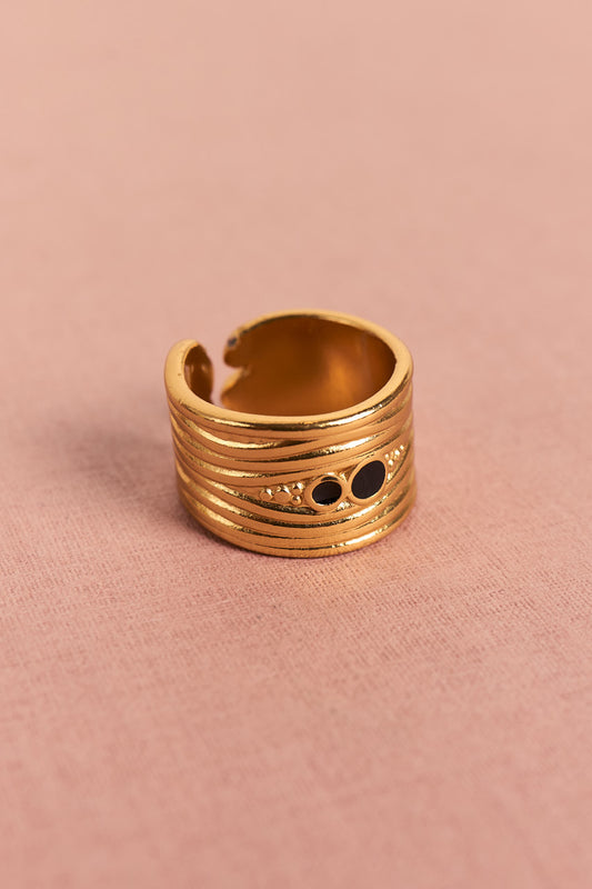 Gold Statement Ribbed Ring
