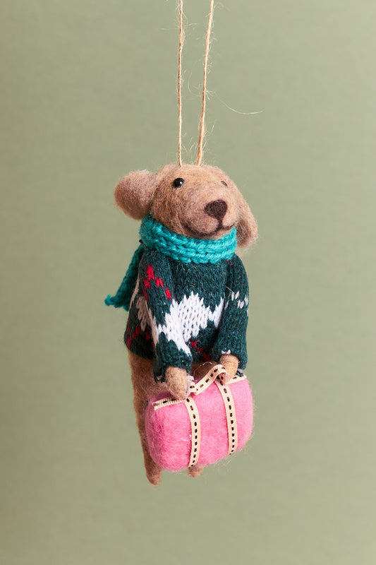 Dog with Bag - Felt Ornament