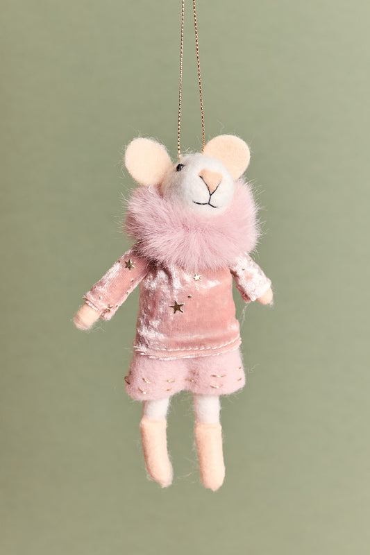 Mrs Pink Mouse Pink - Felt Ornament