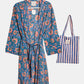 “Bleuette” Floral Printed Cotton Kimono