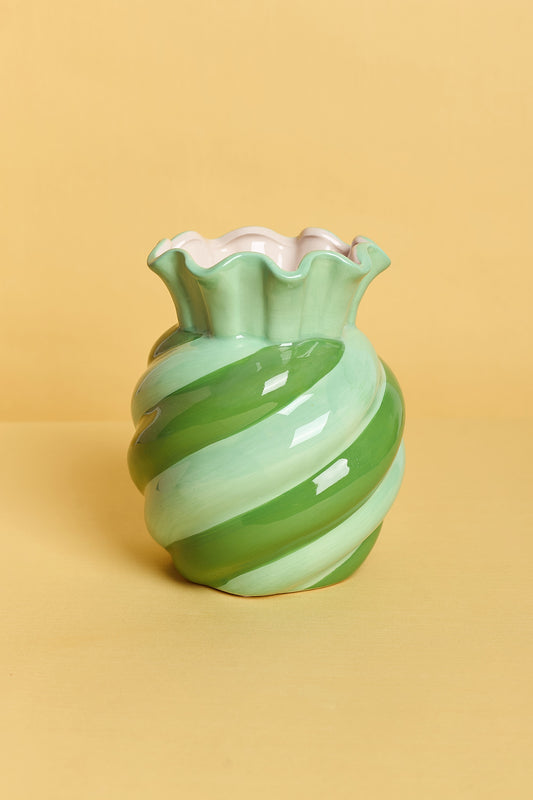 Candy Swirl Ceramic Vase - Green