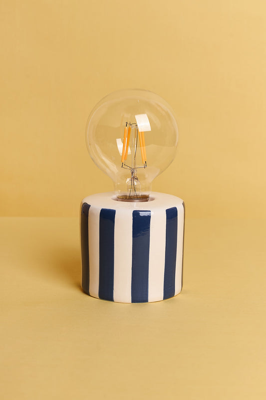 Striped Blue Ceramic Lamp