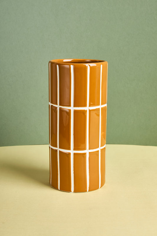 Ceramic Tile vase - Ochre