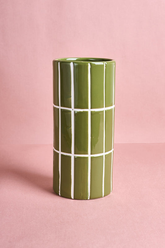 Ceramic Tile Vase - khaki