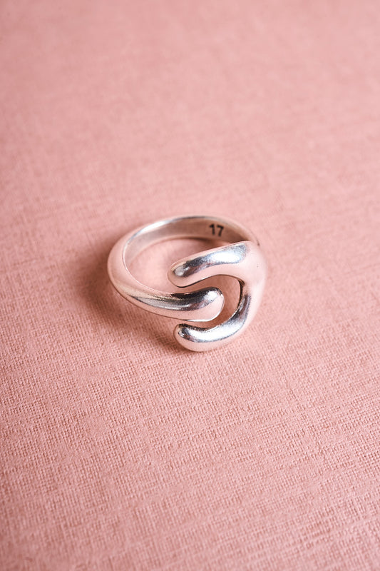 Silver Buckle Hammered Ring