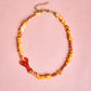 Glass Lobster Beaded Necklace - Orange