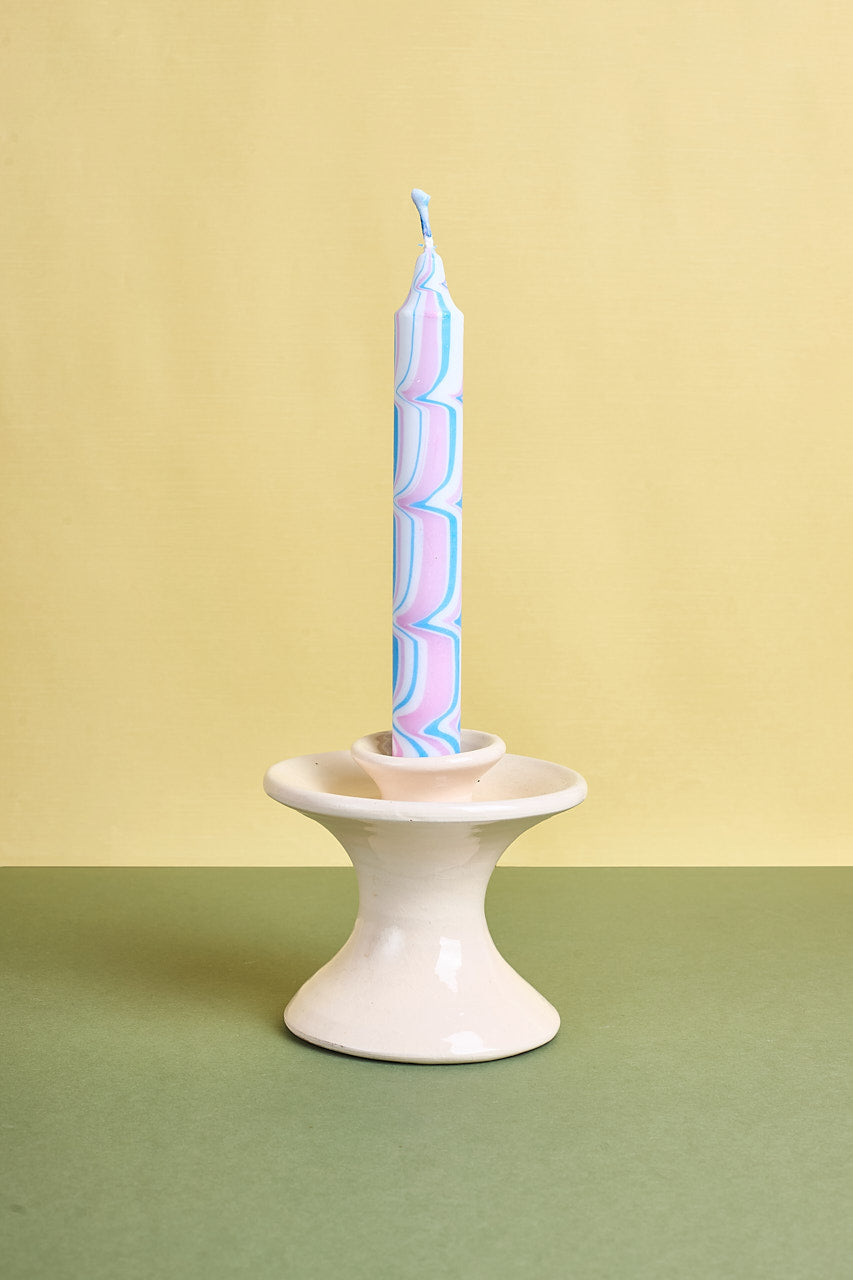 Pink & Blue Marble Taper Candle