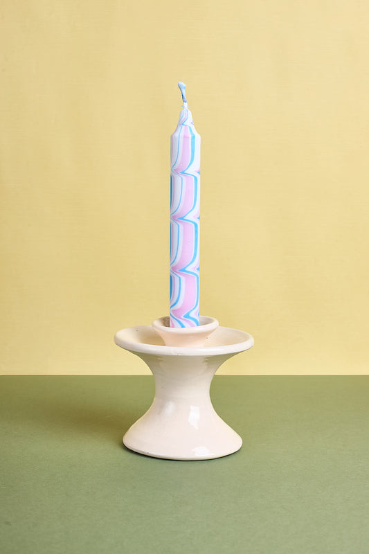 Pink & Blue Marble Taper Candle