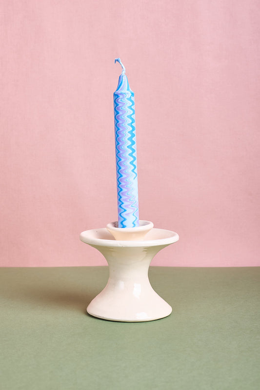 Blue Zigzag Marble Candle
