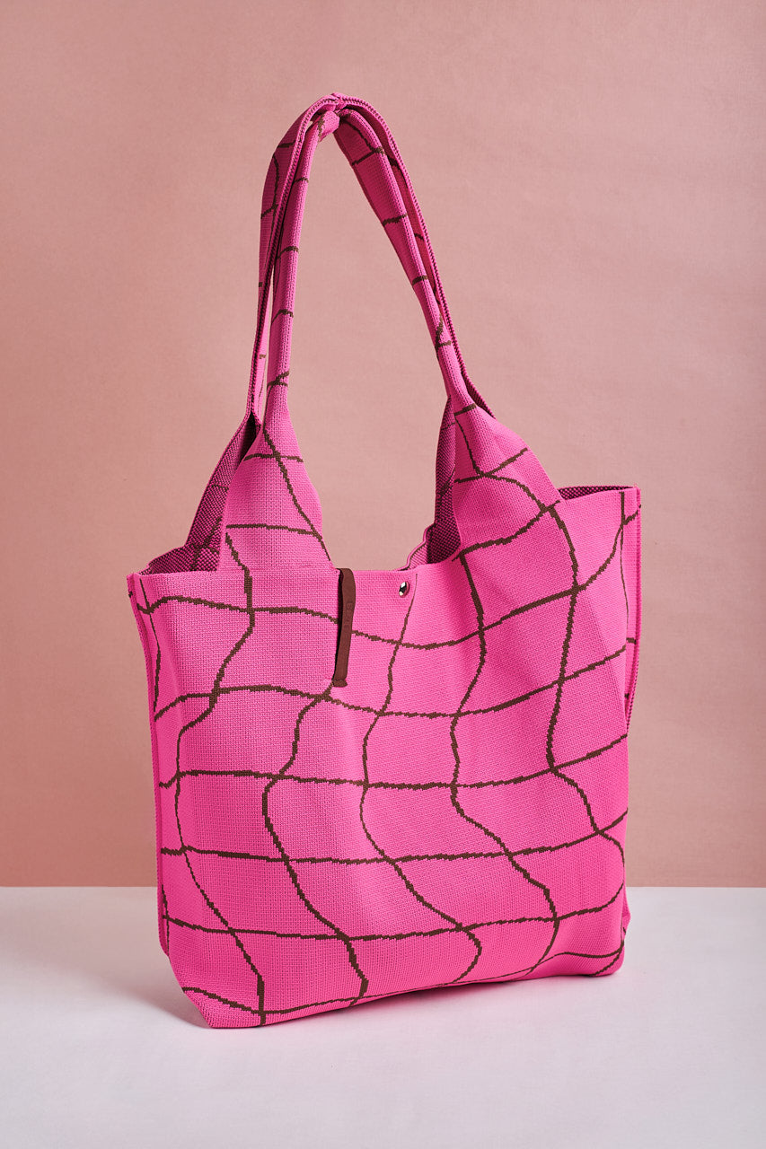 Pink Checkered Shopper