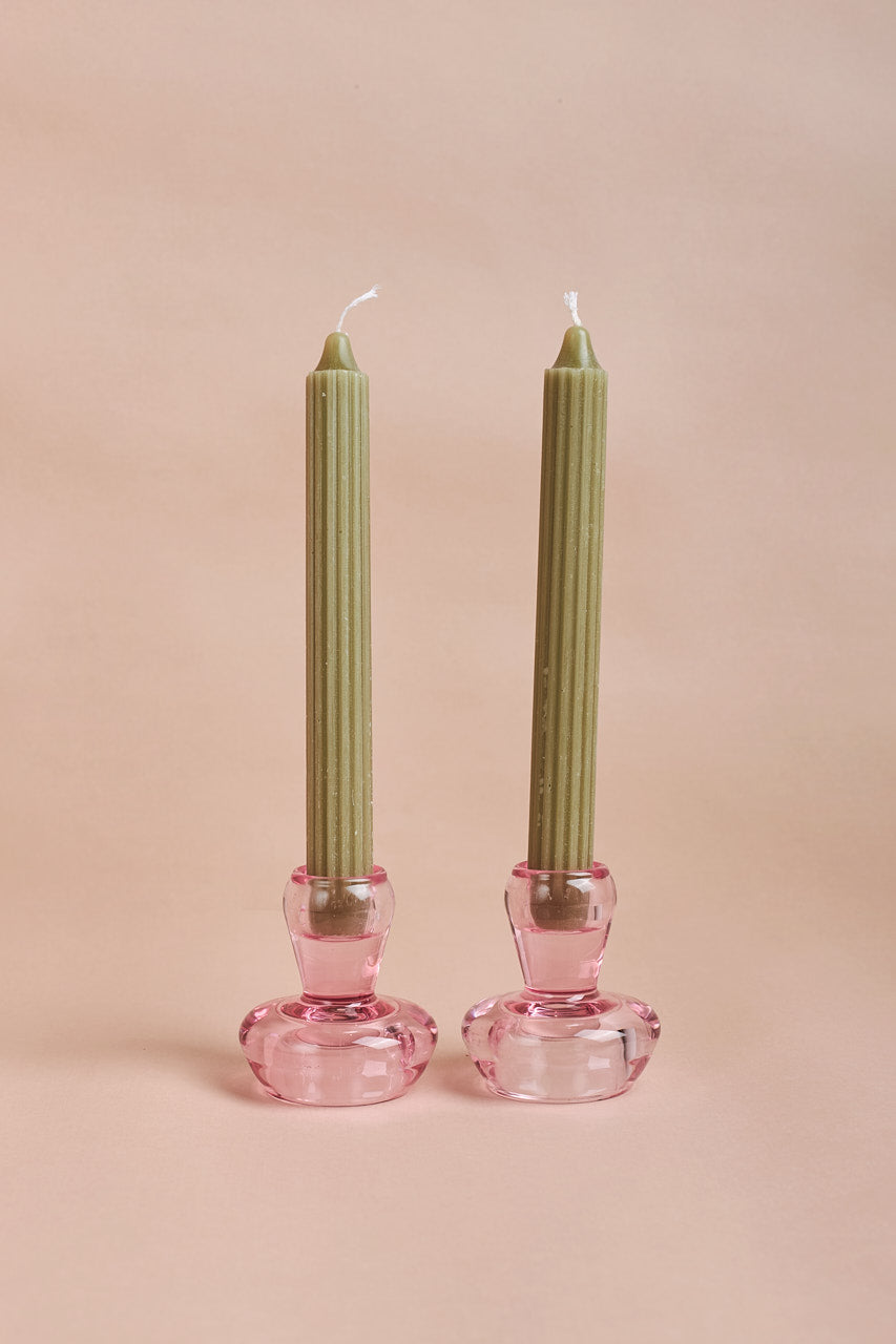 Mushroom Candle Holder Set - Pink