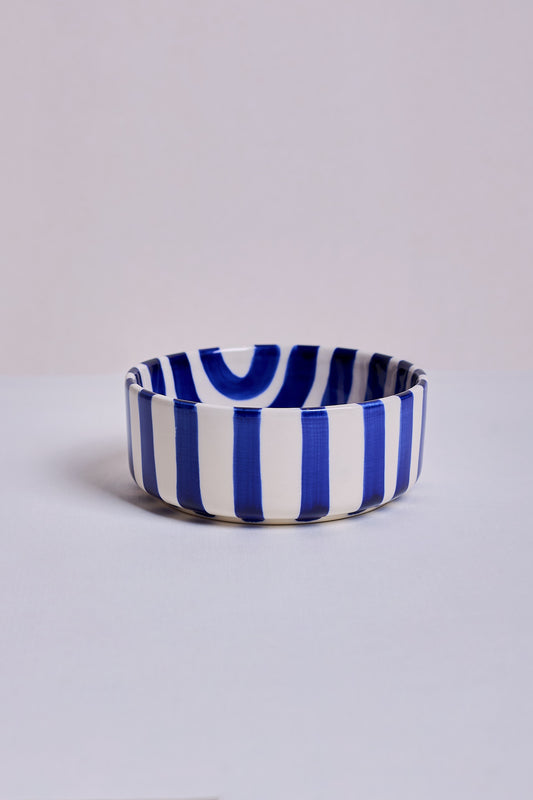 Ceramic Bowl - Midnight Blue Stripes