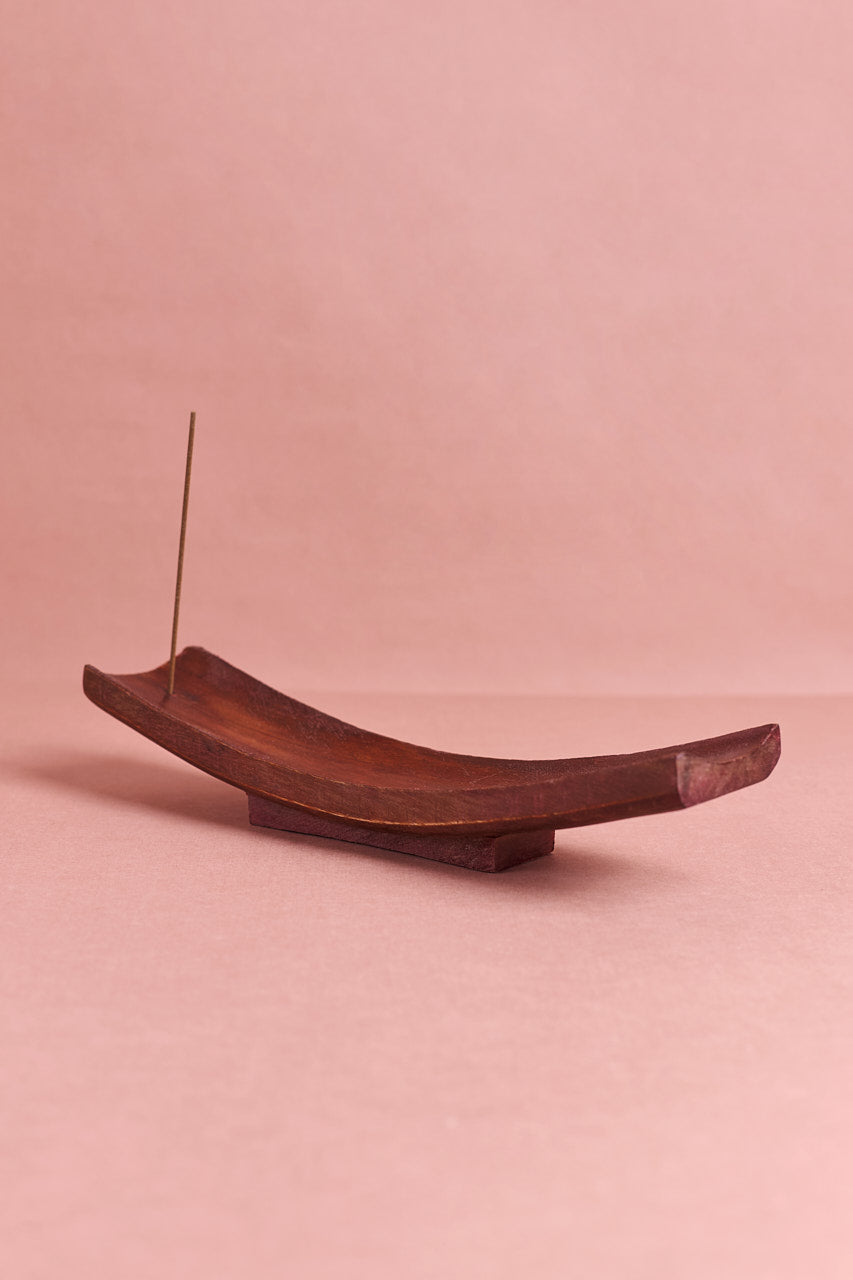 Rosewood Finish Incense Holder with Base