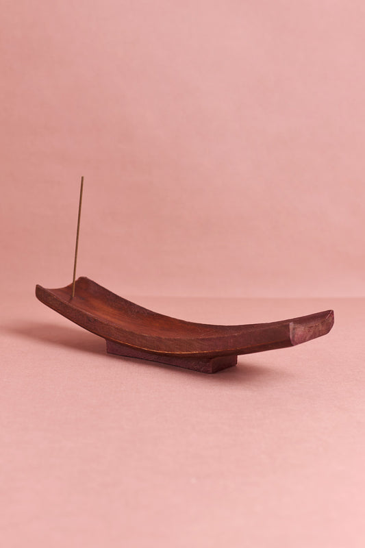 Rosewood Finish Incense Holder with Base