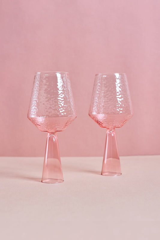 Wine Glass - Pink, Set of 2