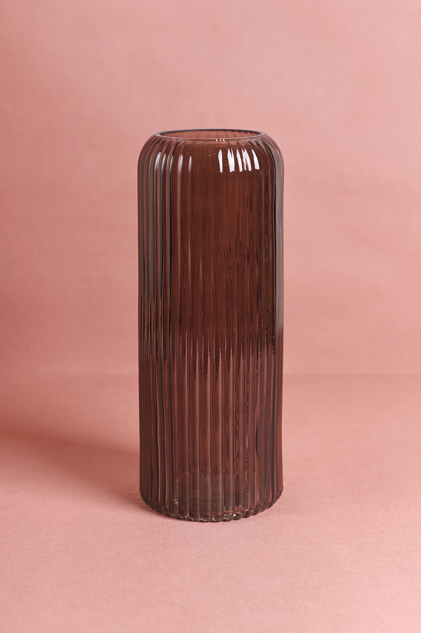 Miss Grey Ribbed Glass Vase