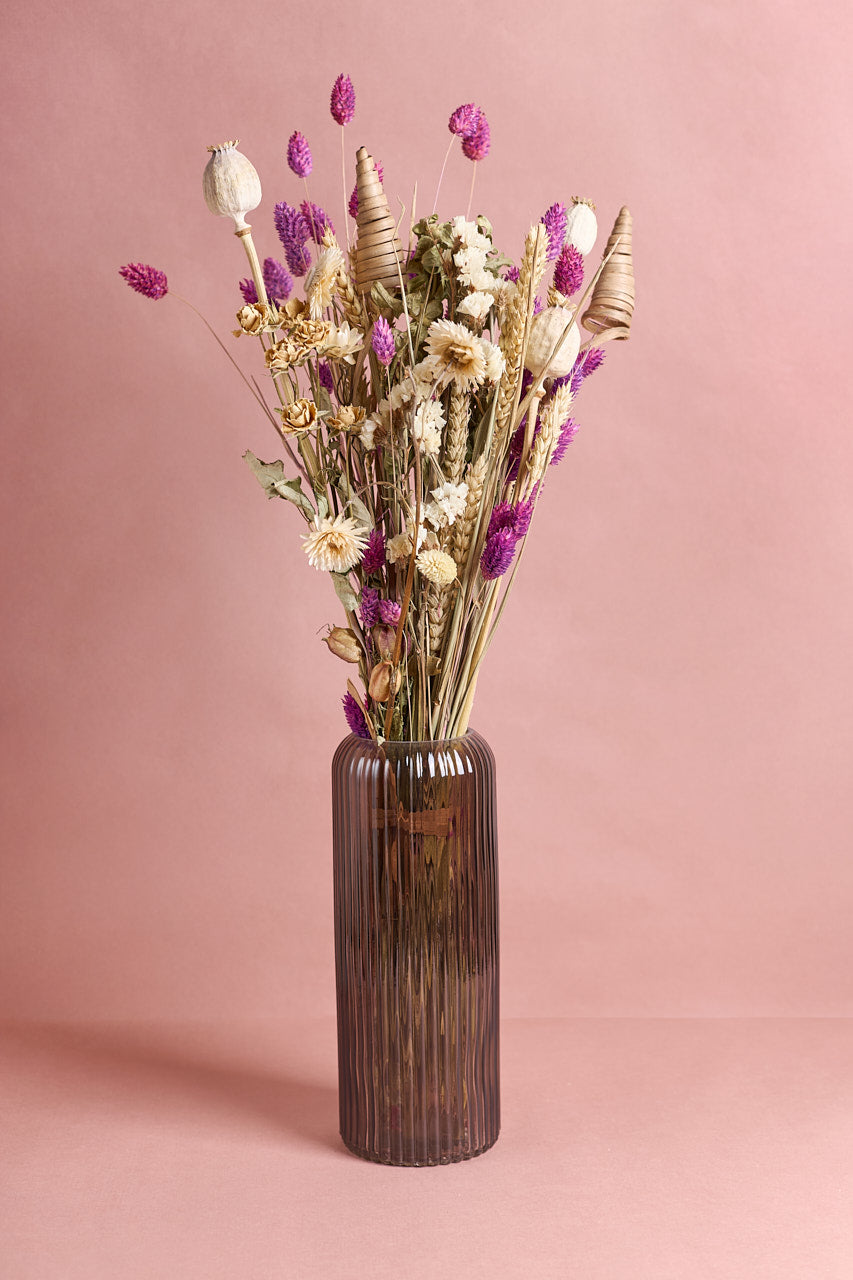 Miss Grey Ribbed Glass Vase