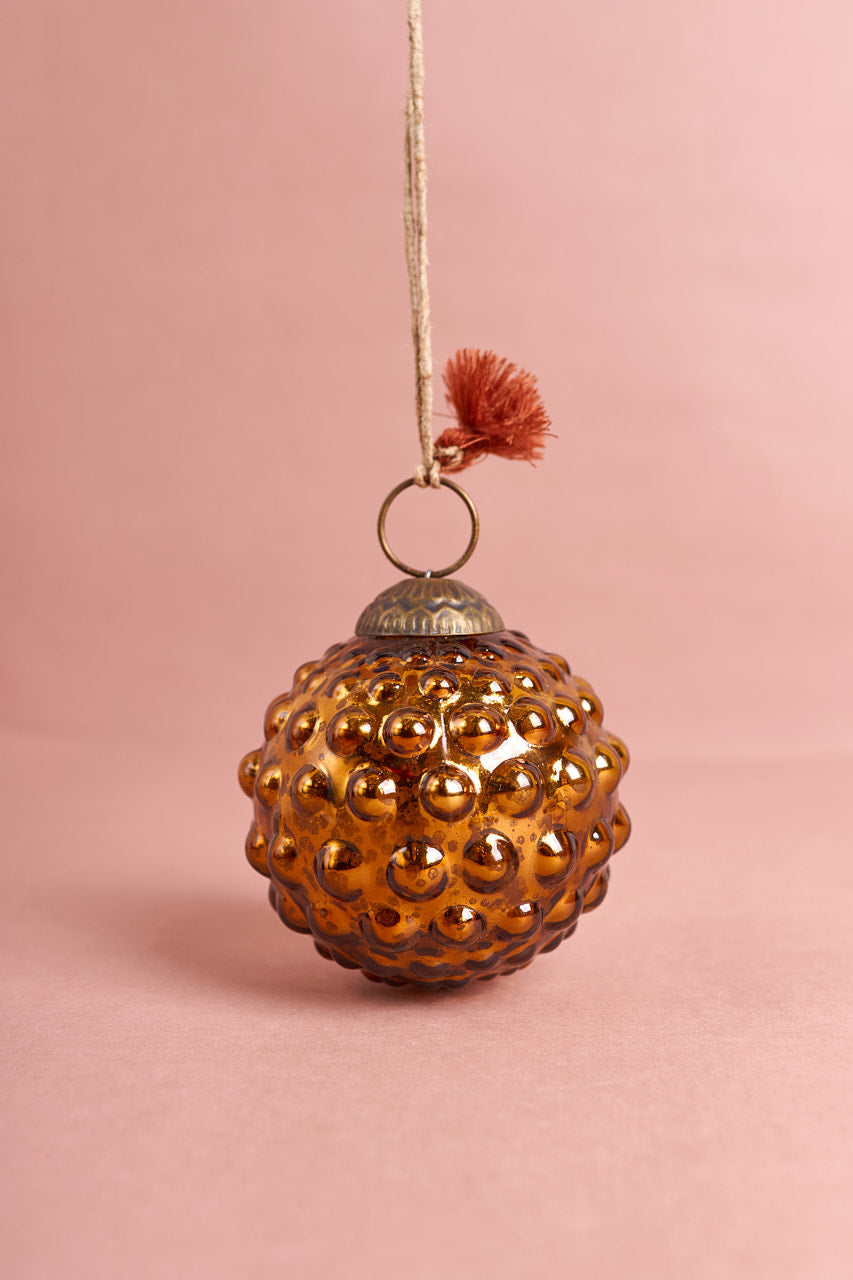 Dotted Glass Christmas Ornament - Copper