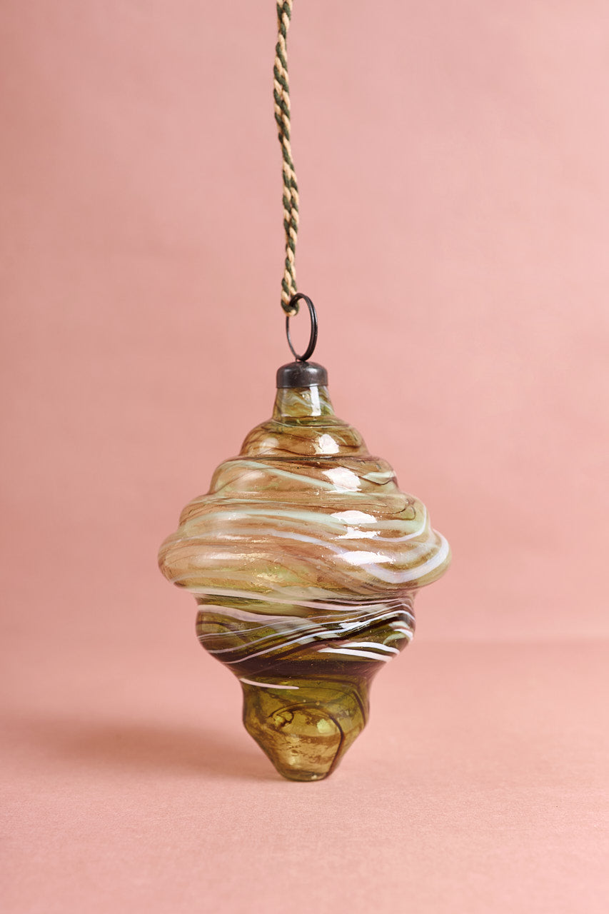 Glass Swirl Ornament - Green