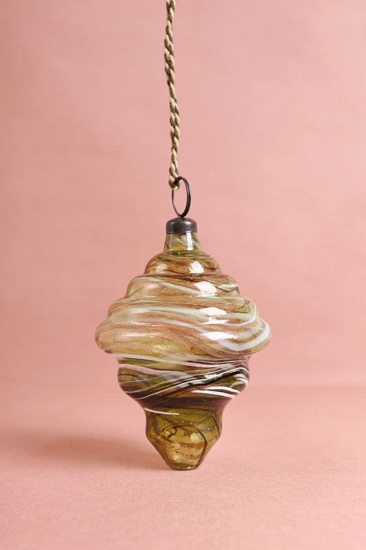 Glass Swirl Ornament - Green