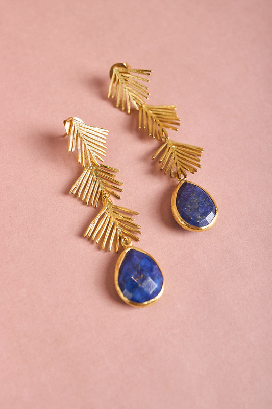 Golden Lapis Lazuli Earrings