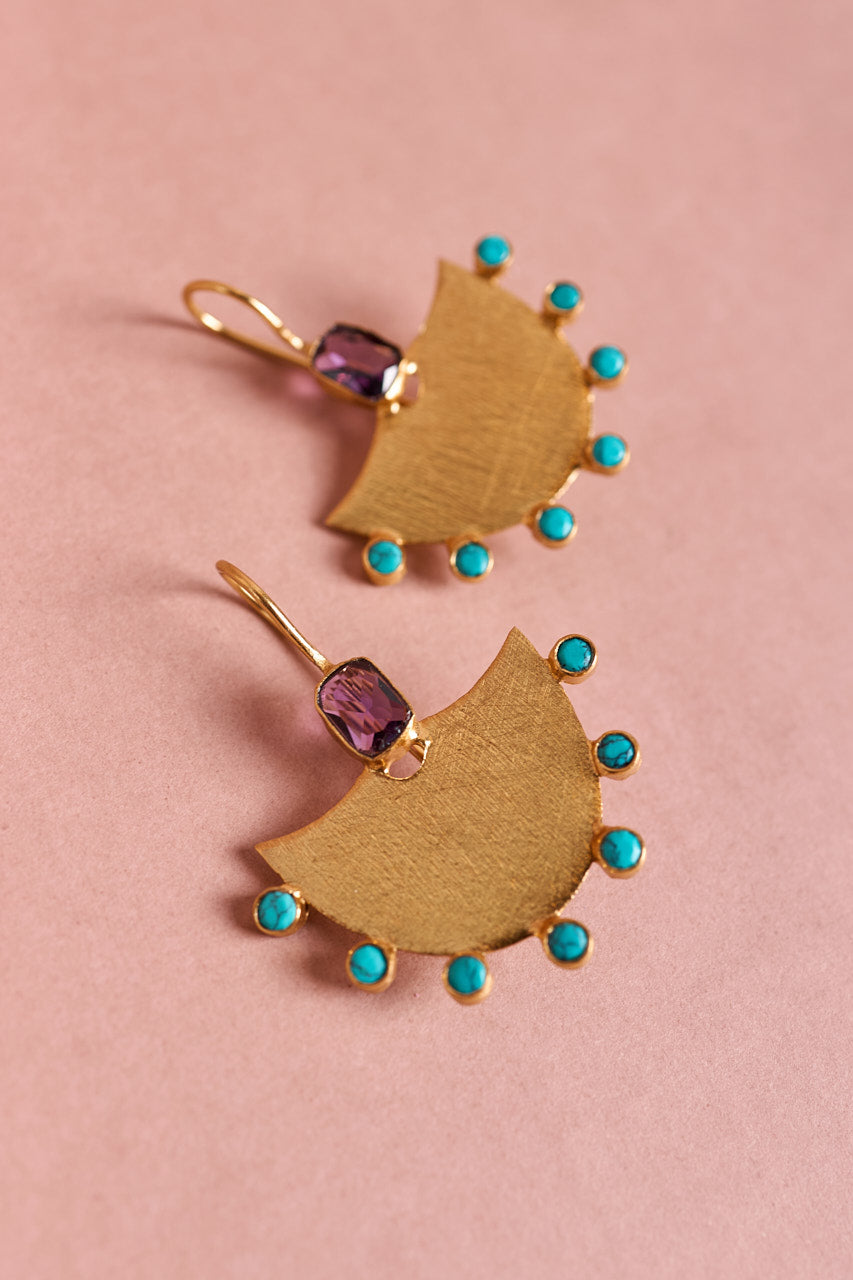 Amethyst and Turquoise Babilonia Earrings