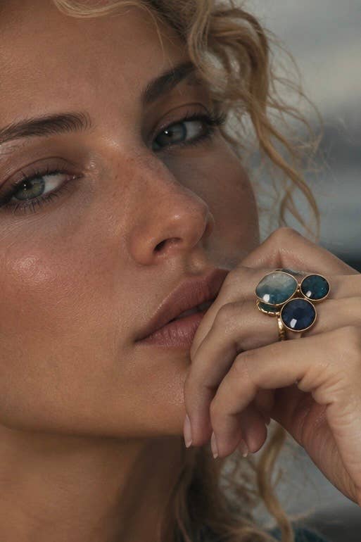 Mirela Adjustable Ring w Crystal Stones
