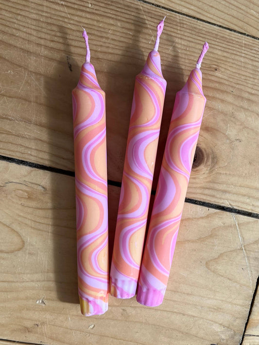 Rose Marble Taper Candle 