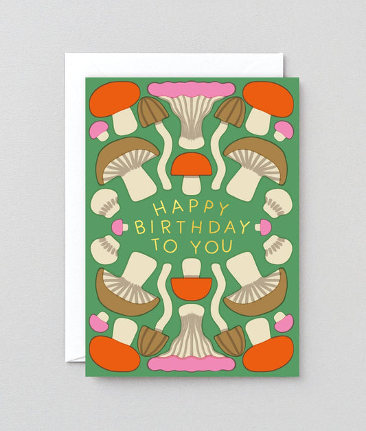 Happy Birthday Mushrooms' Greetings Card