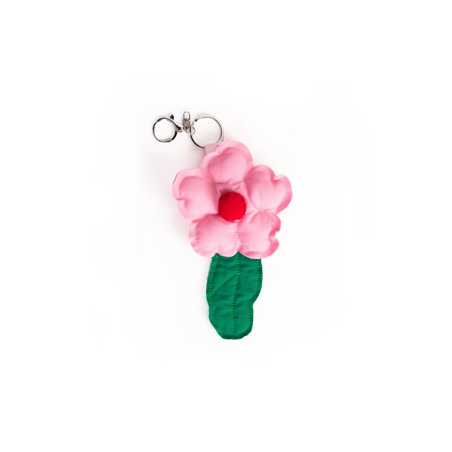 Pink Puffy Flower Keychain