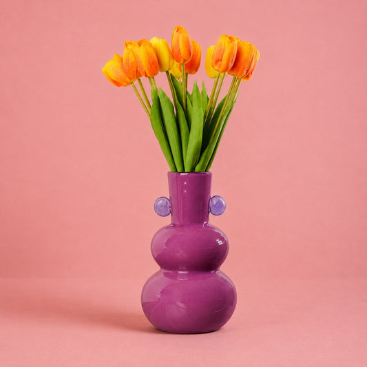 Linea Purple Glass Vase 26 cm