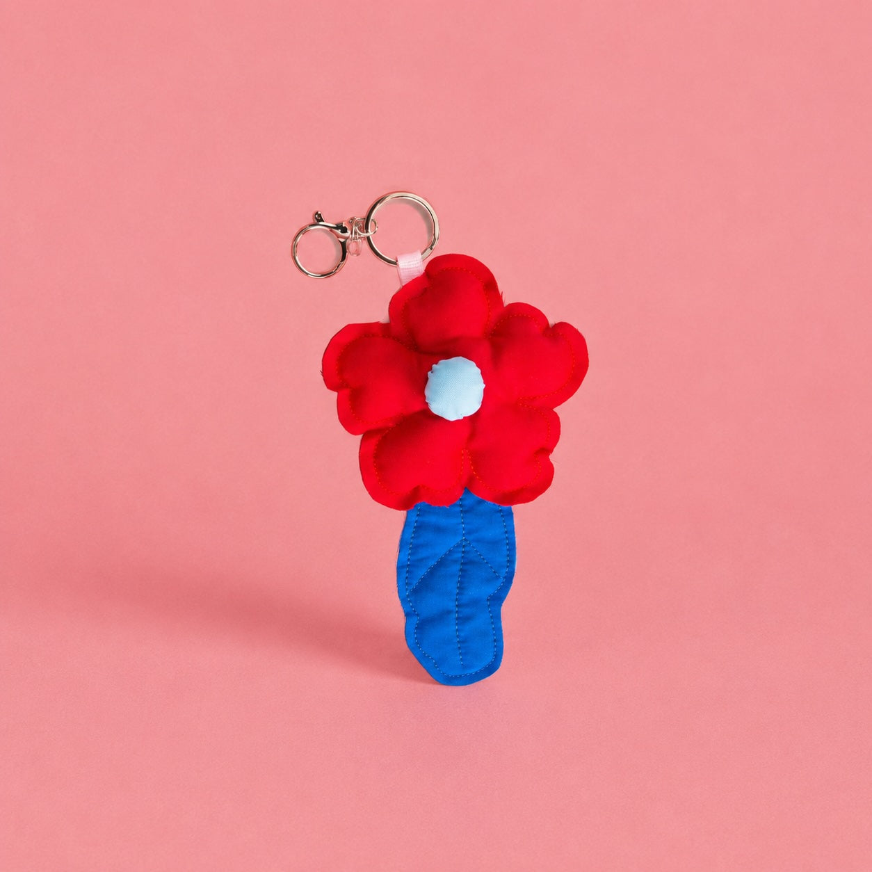 Red Puffy Flower Keychain